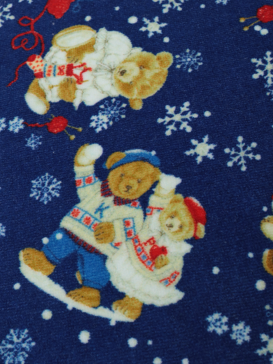 三つ子のくまの冬支度プリントタオルハンカチ 詳細画像 ネイビー 4