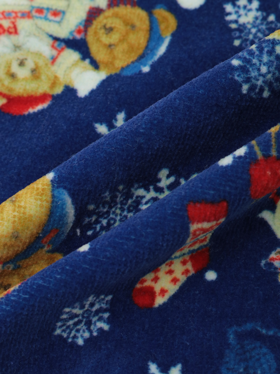 三つ子のくまの冬支度プリントタオルハンカチ 詳細画像 ネイビー 5