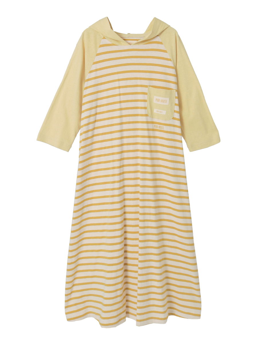 フード付きボーダーワンピース 詳細画像 キナリ×イエロー 1