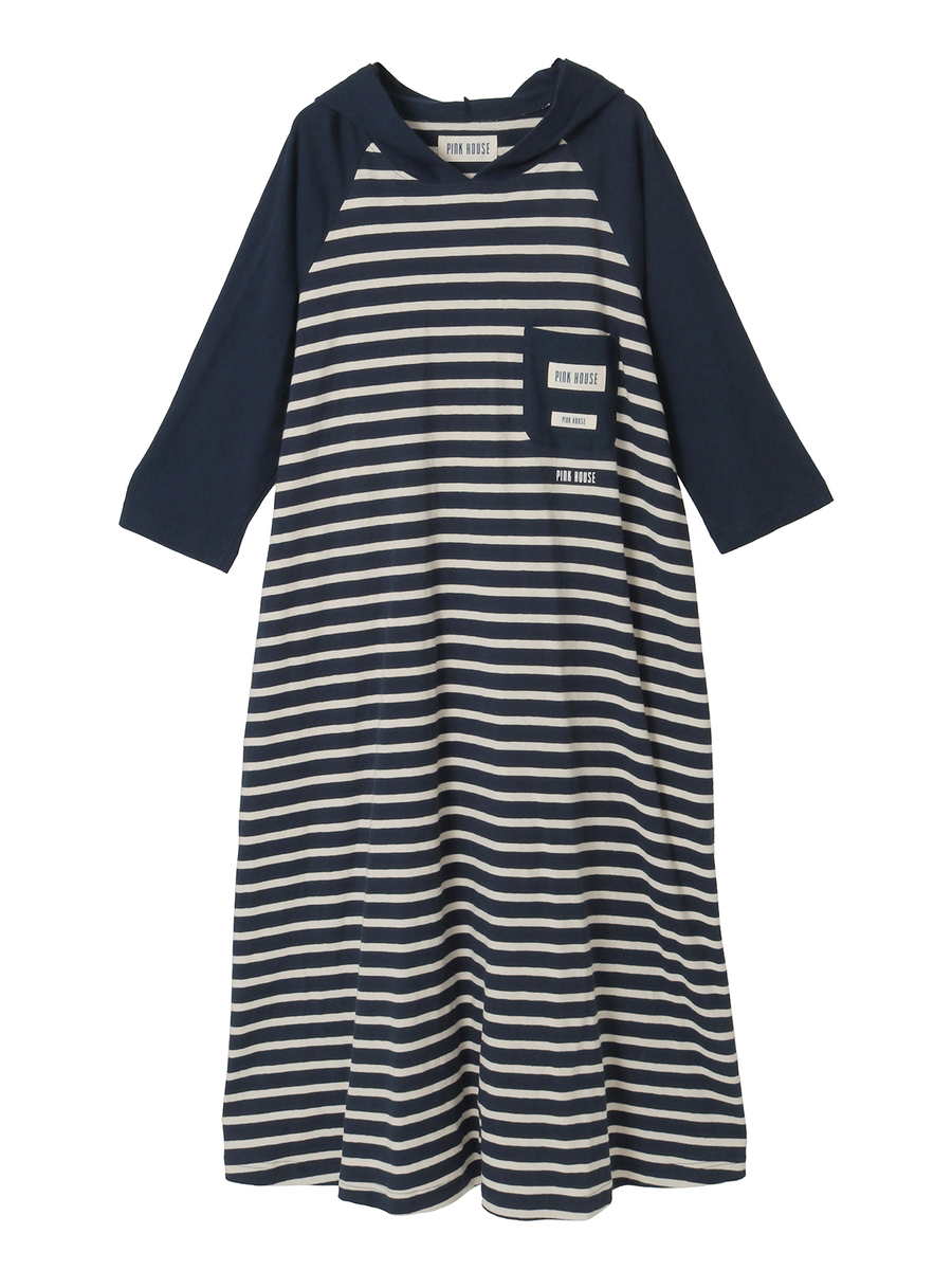 フード付きボーダーワンピース 詳細画像 コン×キナリ 1