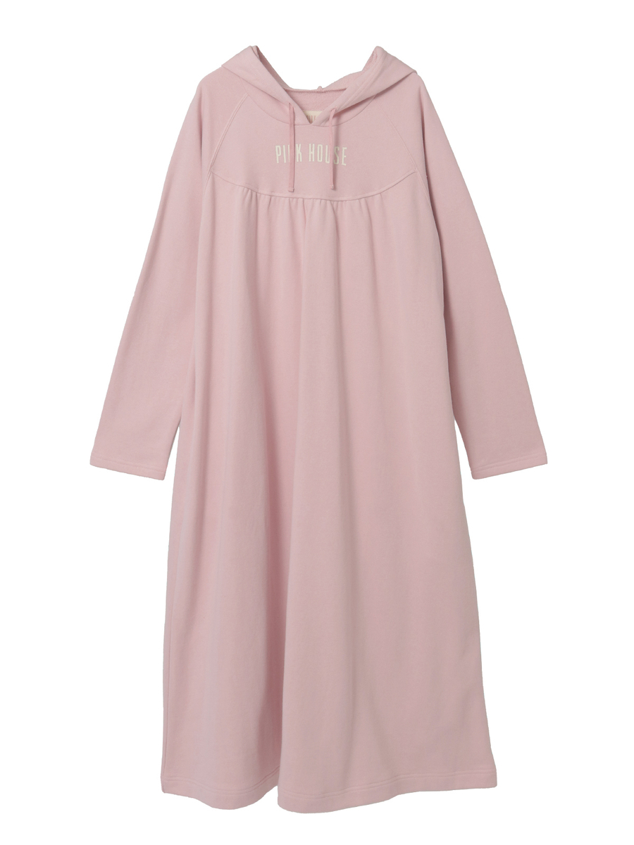 ロゴプリントフード付きスウェットワンピース 詳細画像 ピンク 1