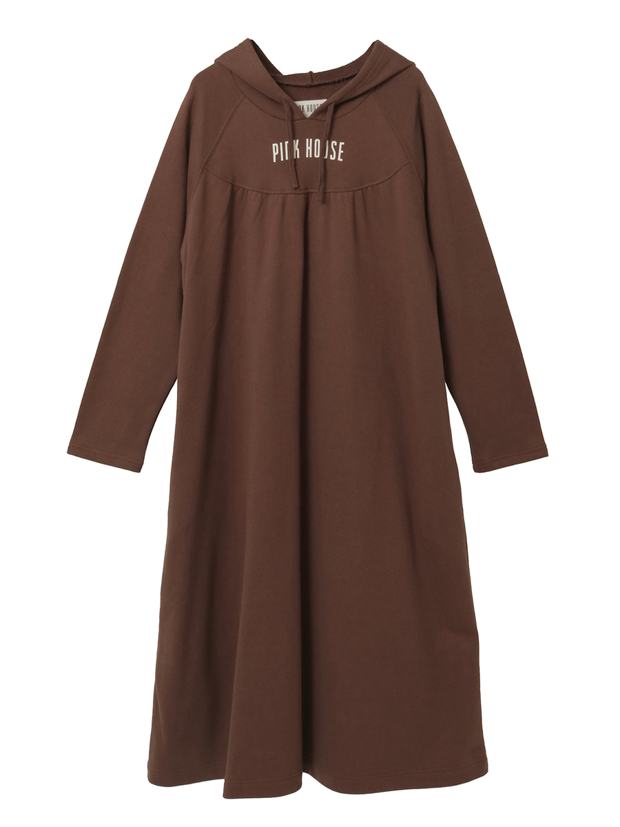 PINK HOUSE フード付きスウェットパーカー バラ園うさぎプリントフード付きトレーナー｜ピンクハウス