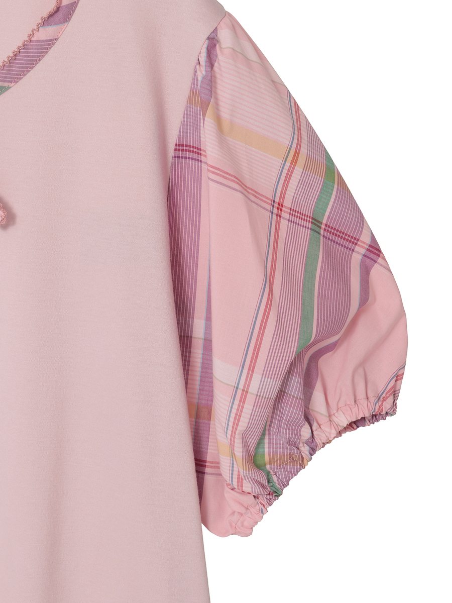 オリジナルチェック使いチュニックカットソー 詳細画像 アカ 4