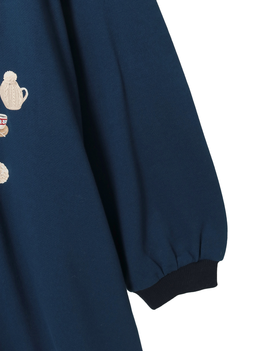 三つ子のくまの冬支度プリントスウェットチュニック 詳細画像 アカ系 4