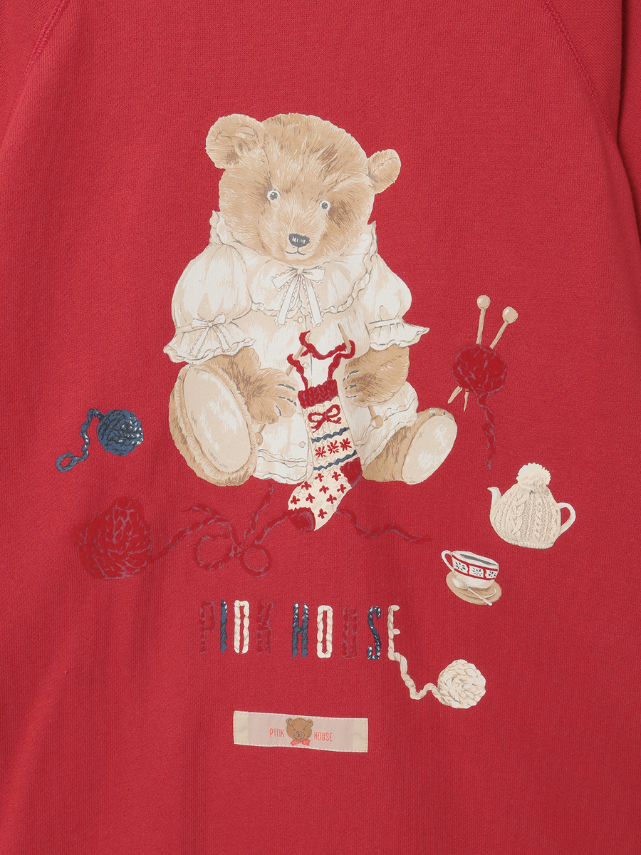 三つ子のくまの冬支度プリントスウェットチュニック 詳細画像 アカ系 9