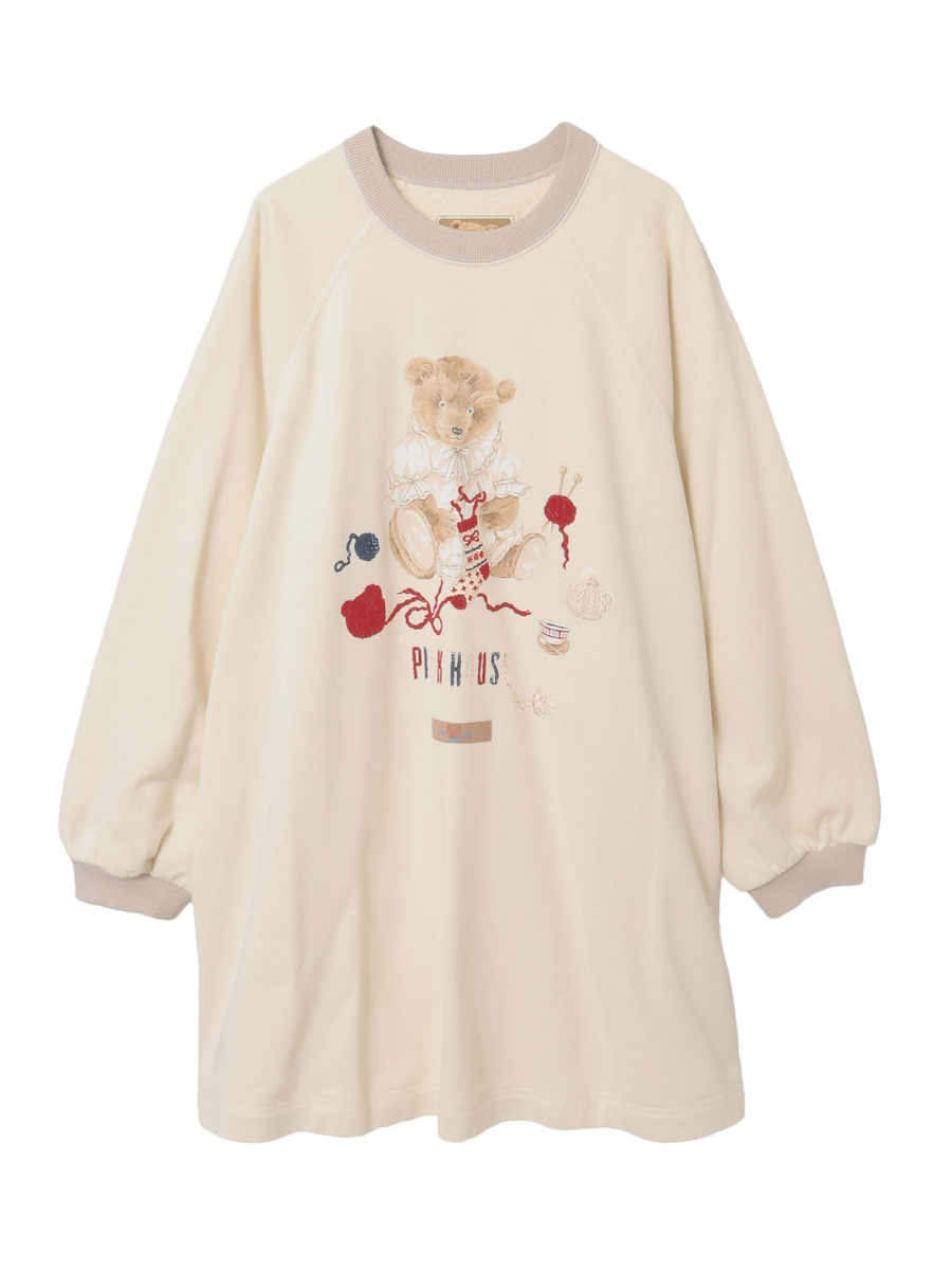 三つ子のくまの冬支度プリントスウェットチュニック 詳細画像 キナリ系 1