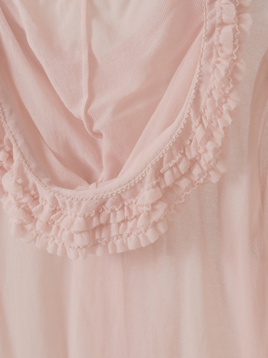 シアーインレイフード付きカーディガン 詳細画像 ピンク 4