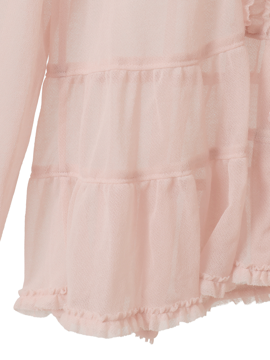 シアーインレイフード付きカーディガン 詳細画像 ピンク 6