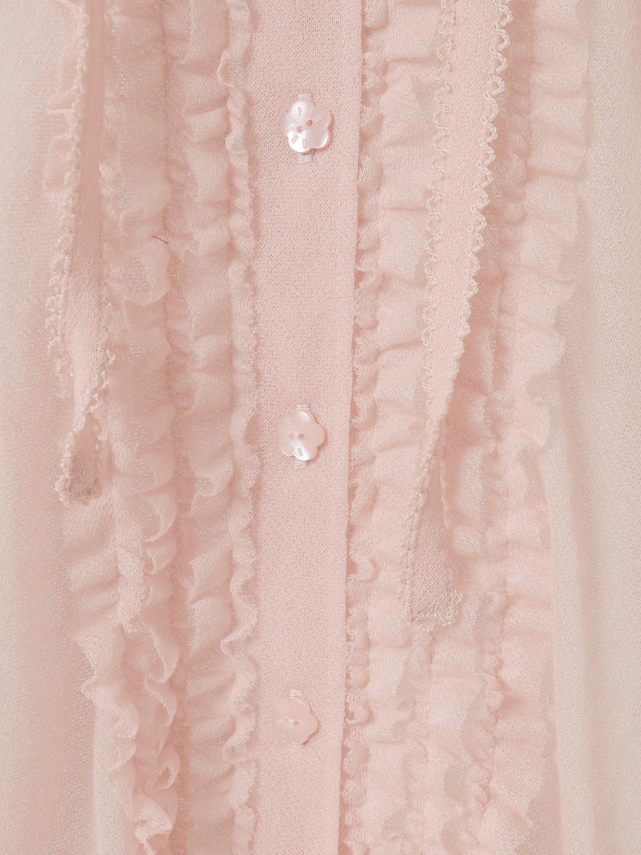 シアーインレイフード付きカーディガン 詳細画像 ピンク 7