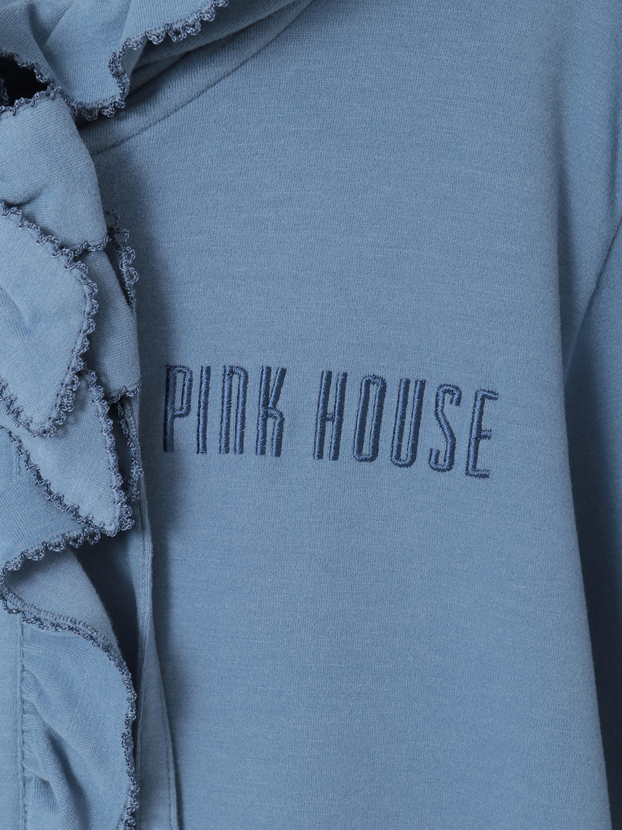 ロゴ刺繍フード付きカーディガン 詳細画像 ブルー 11