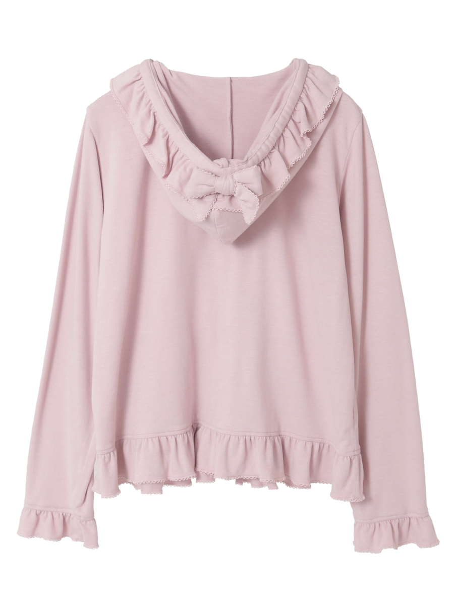 ロゴ刺繍フード付きカーディガン 詳細画像 ブルー 2