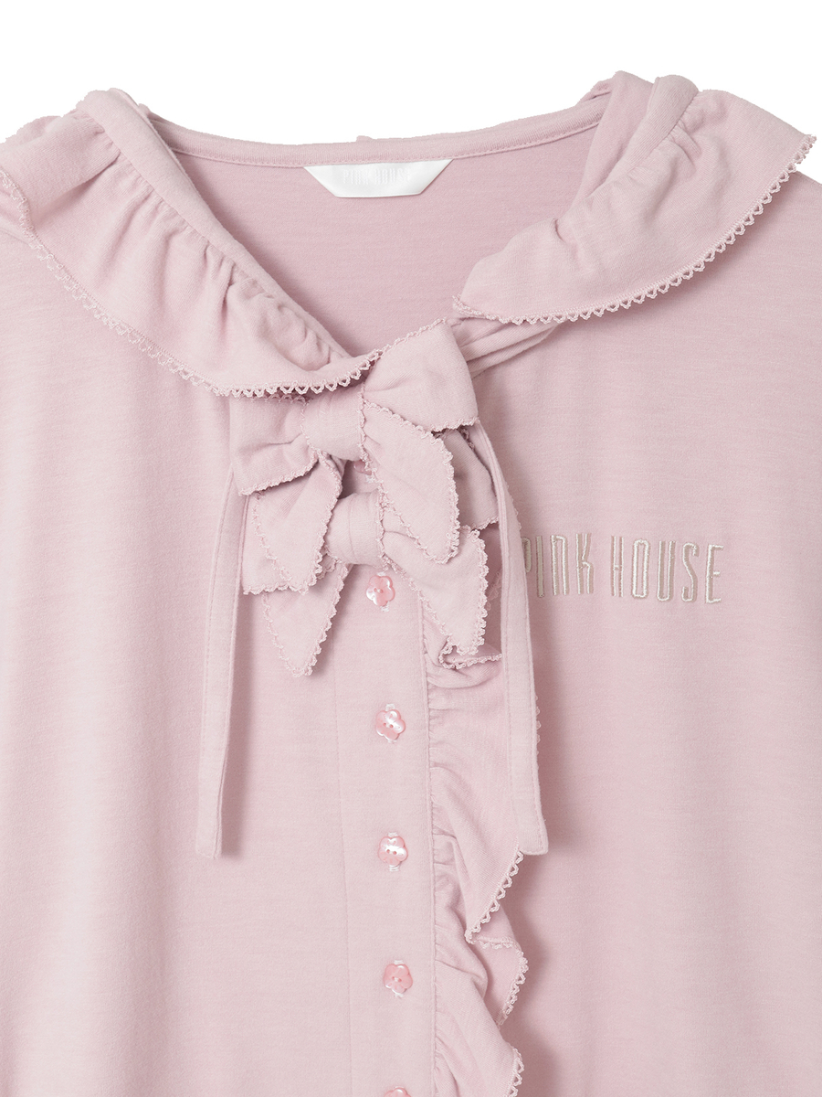 ロゴ刺繍フード付きカーディガン 詳細画像 ブルー 3