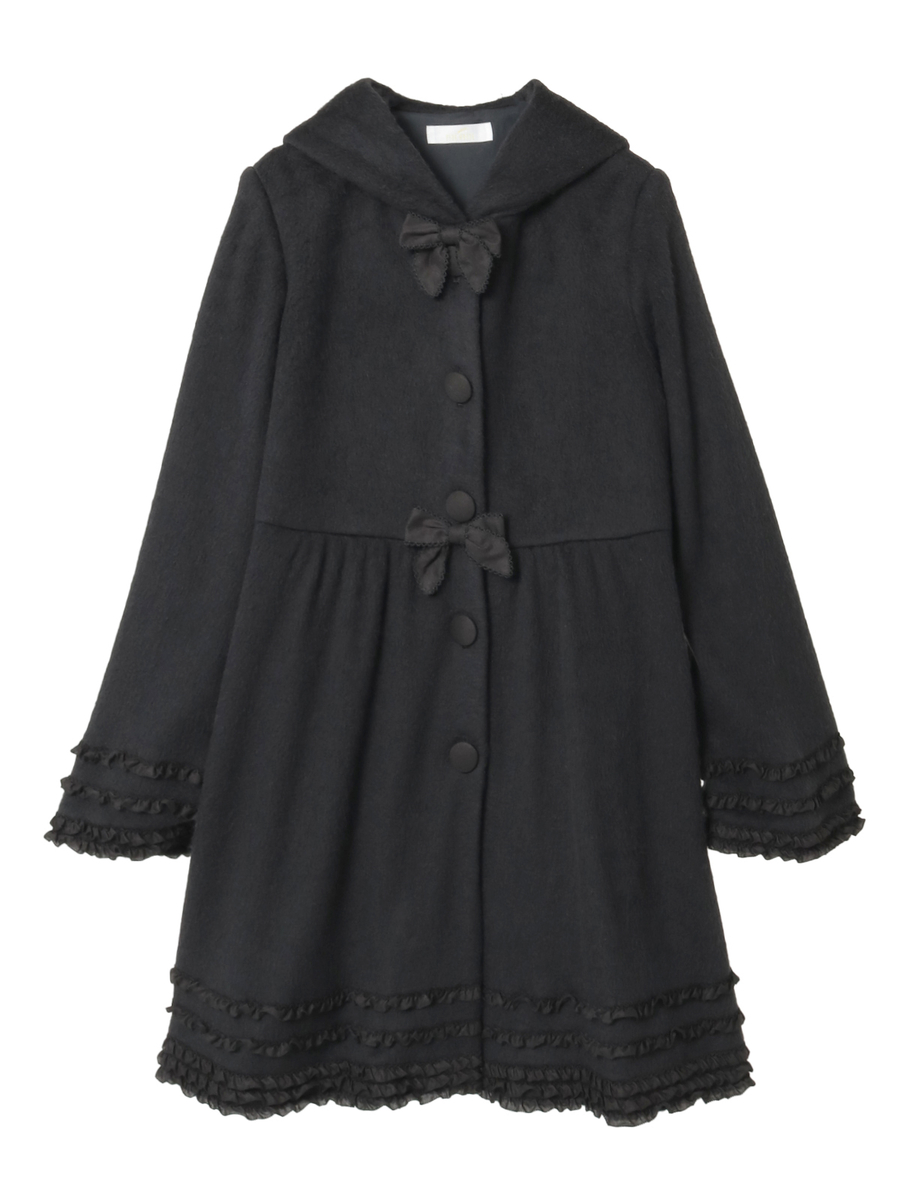 スムースシャギーフード付きカーディガン 詳細画像 クロ 1