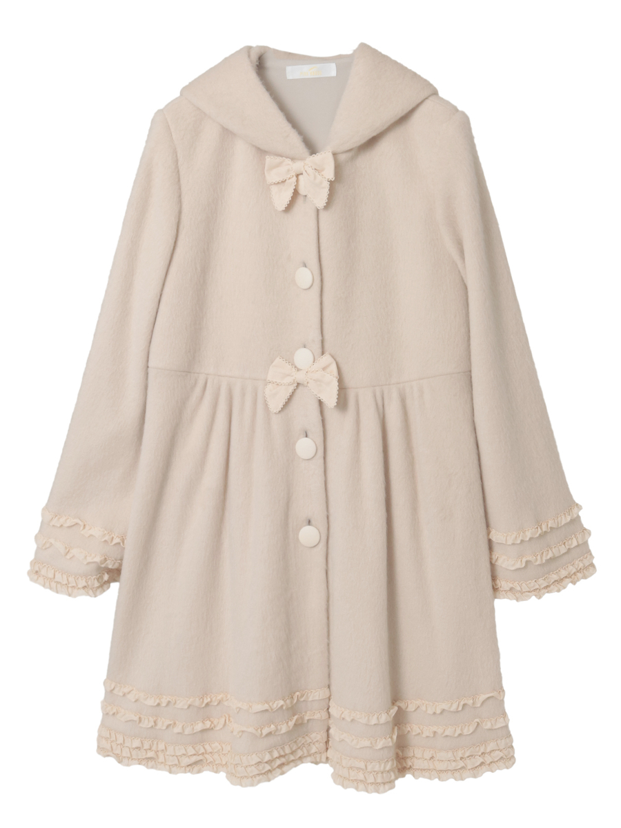 スムースシャギーフード付きカーディガン 詳細画像 アイボリー 1