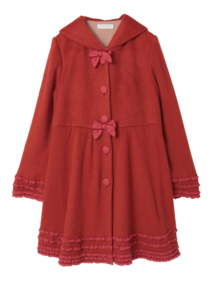 スムースシャギーフード付きカーディガン 詳細画像 アカ 1