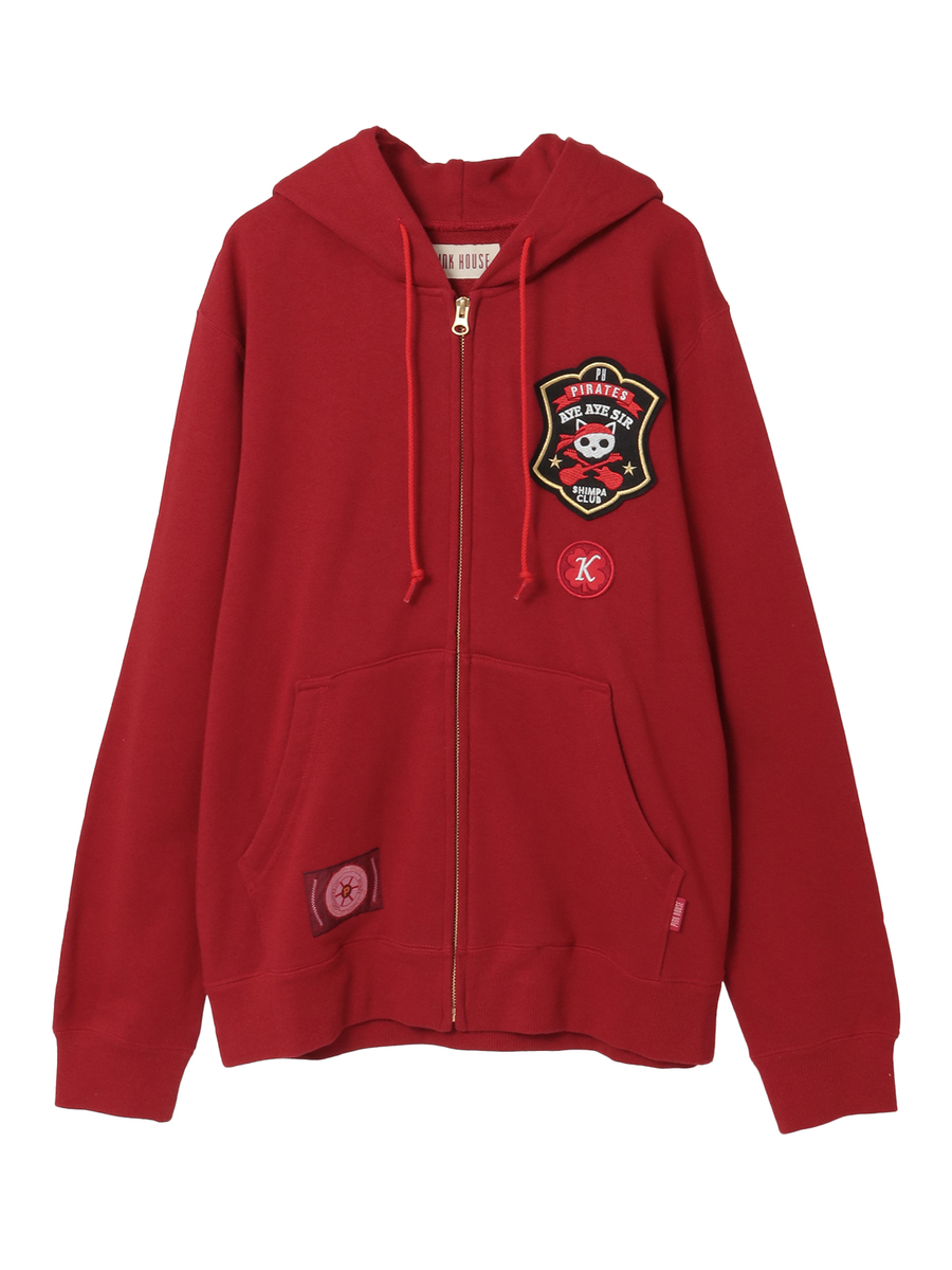 PINK HOUSE×Momoclo パイレーツキャットワッペンパーカー 詳細画像 アカ 1