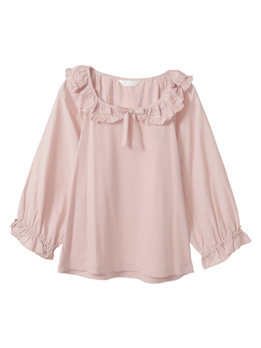 ローンフリル襟付きカットソー 詳細画像 クロ 1