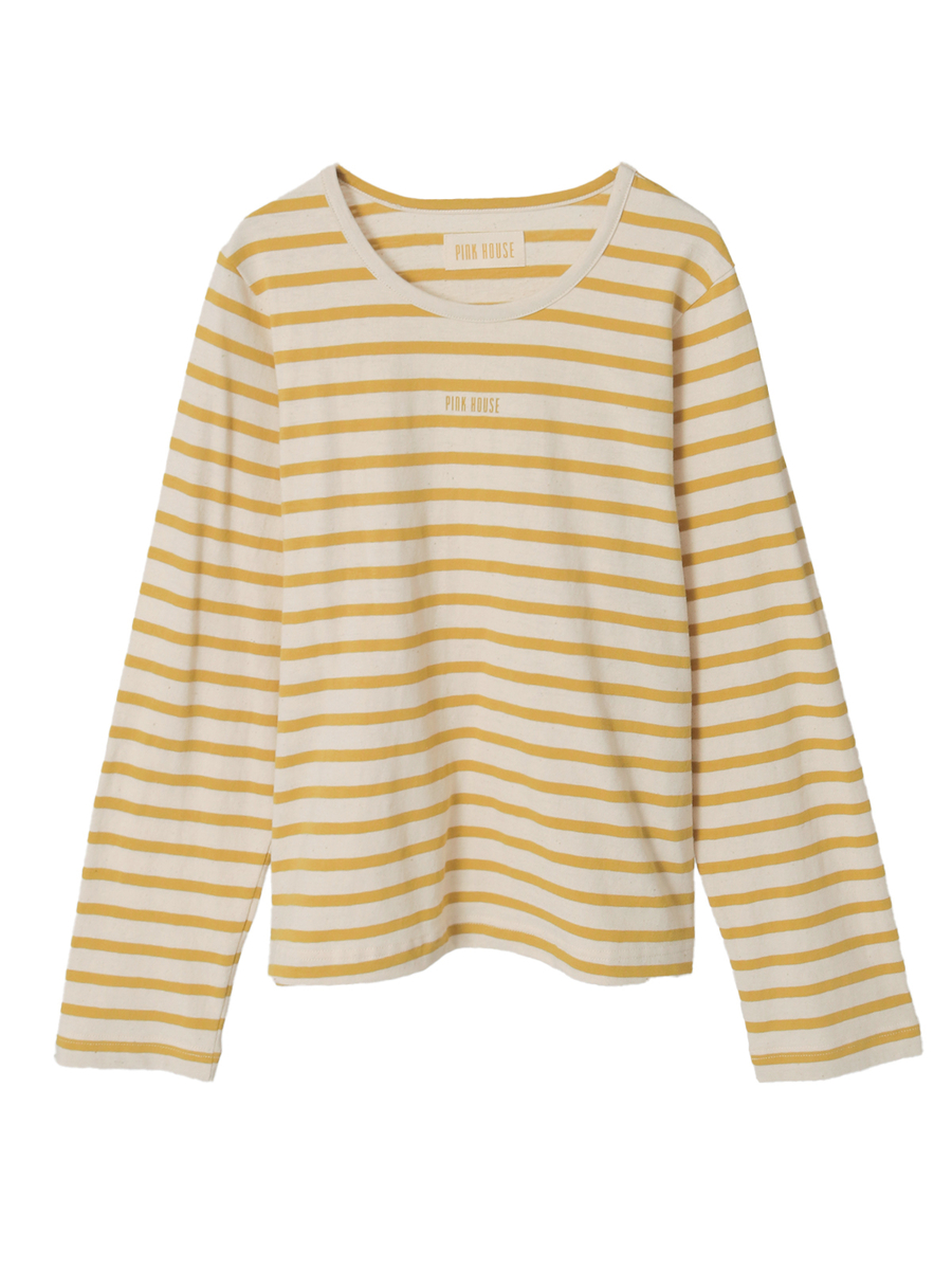 ロゴプリントボーダーカットソー 詳細画像 キナリ×イエロー 1