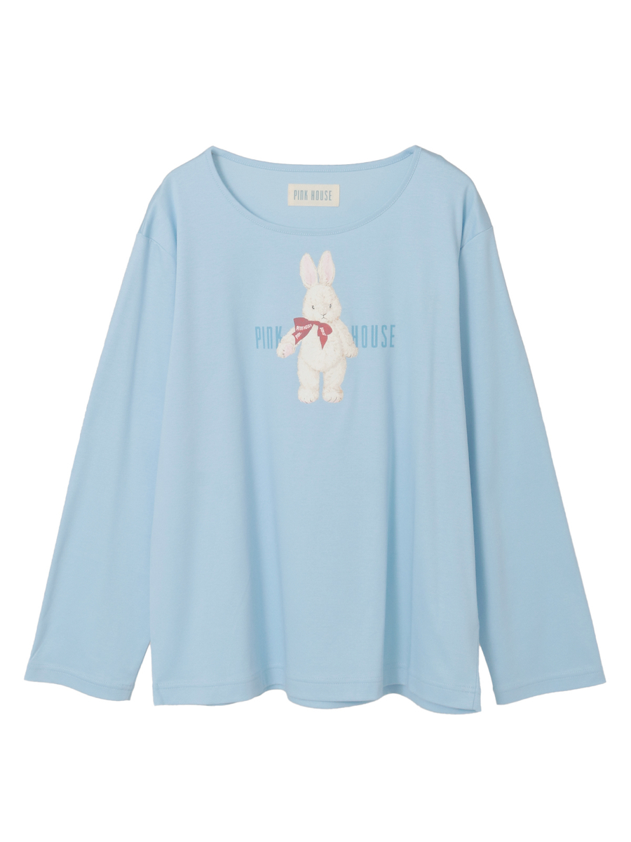 バラ園うさぎプリントカットソー 詳細画像 苺ミルク 1