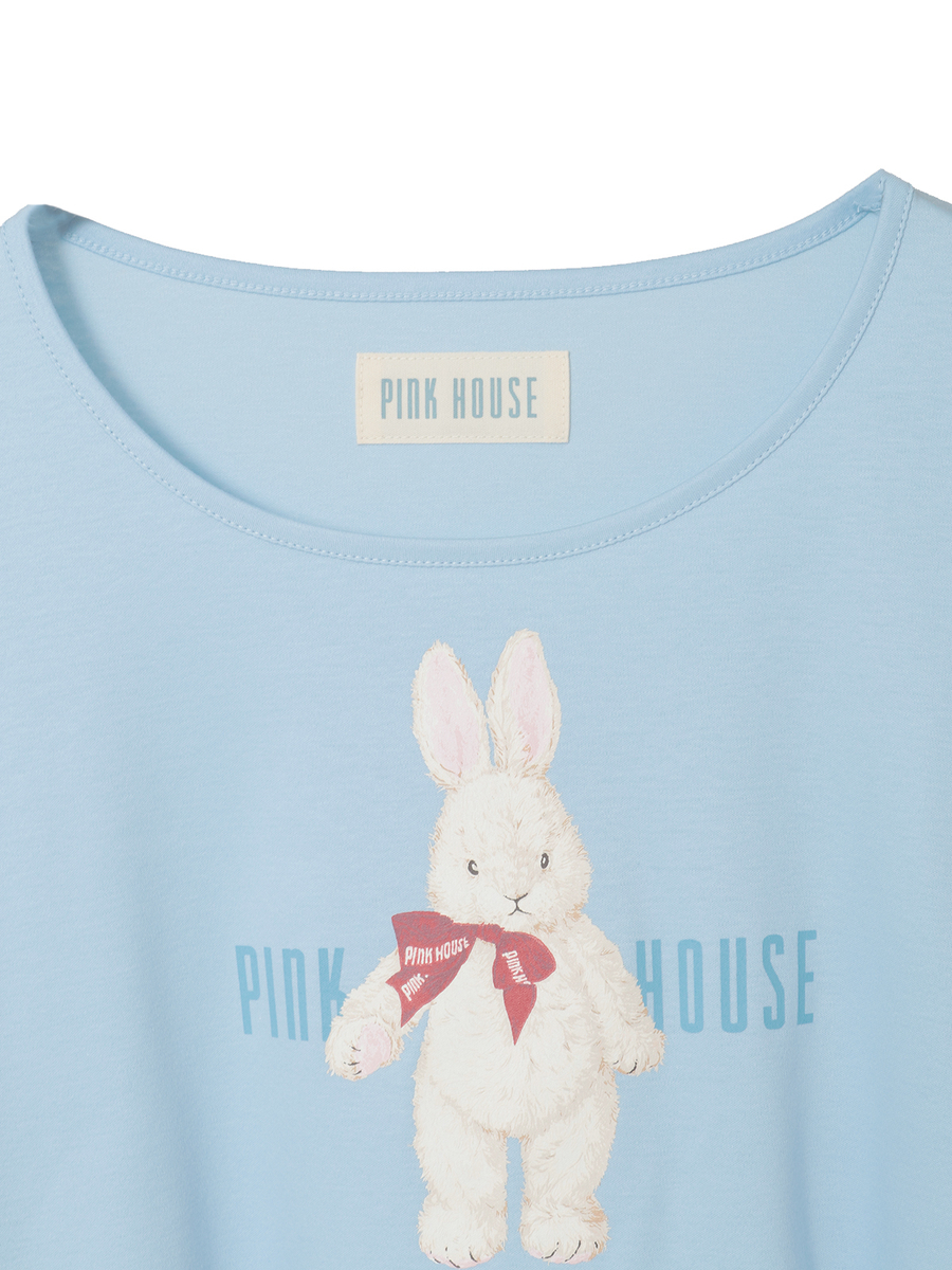 バラ園うさぎプリントカットソー 詳細画像 苺ミルク 3