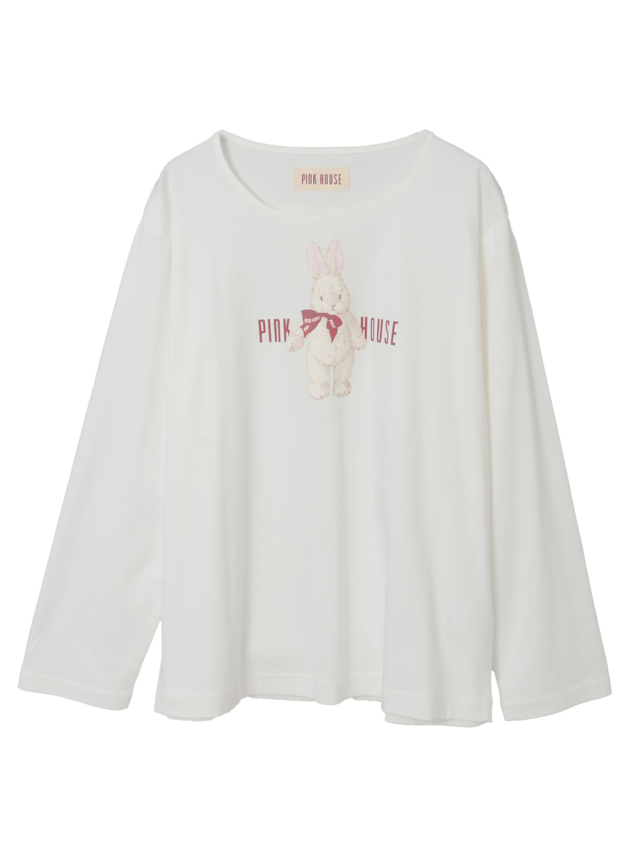 バラ園うさぎプリントカットソー 詳細画像 アイボリー 1