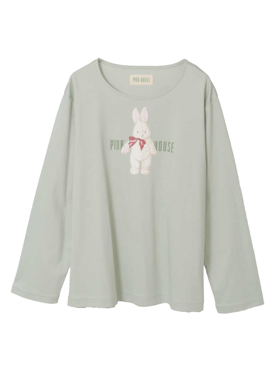 バラ園うさぎプリントカットソー 詳細画像 ハッカ 1