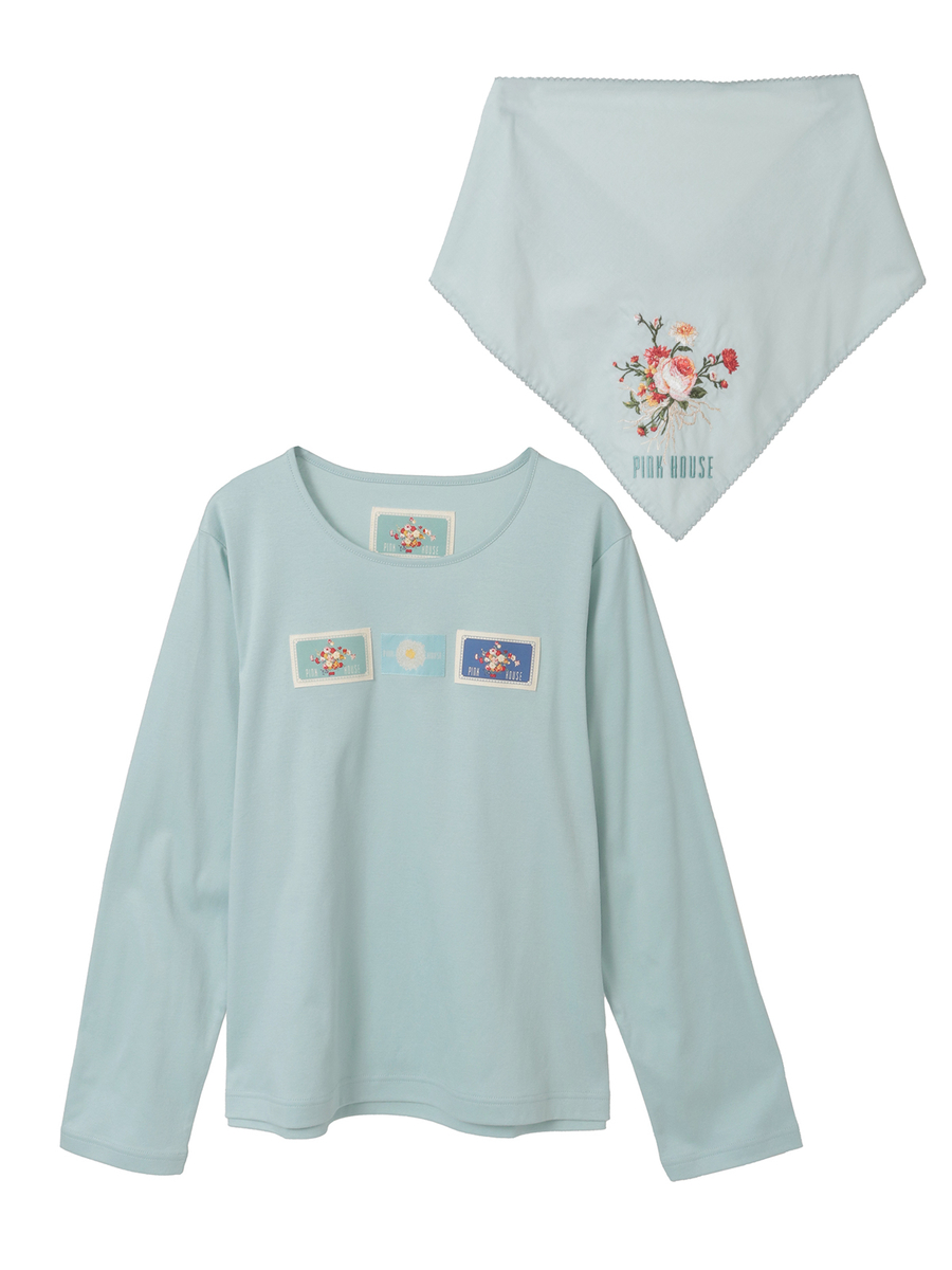 ジョセフィーヌ刺繍バンダナ付きネームワッペンカットソー 詳細画像 ブルーグレー 1