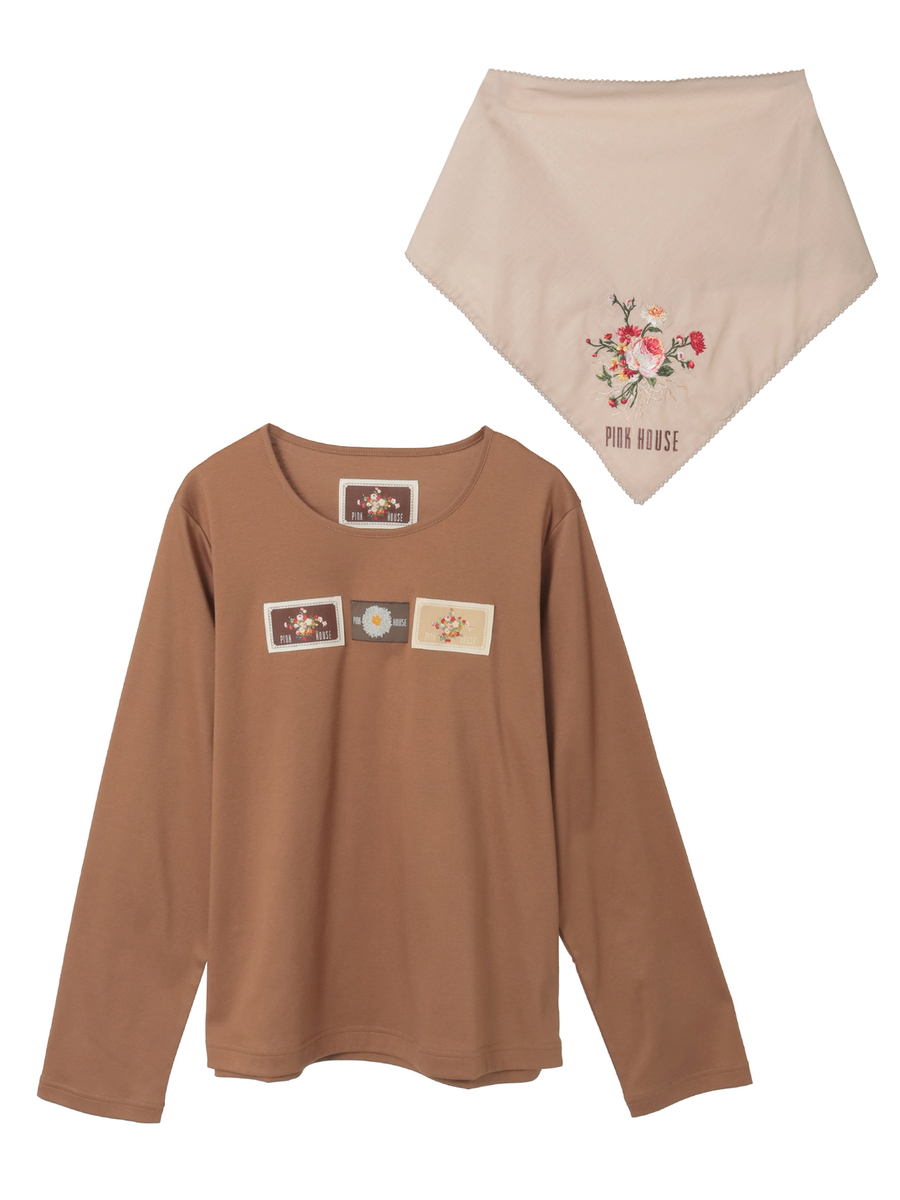 ジョセフィーヌ刺繍バンダナ付きネームワッペンカットソー 詳細画像 ブラウン 1