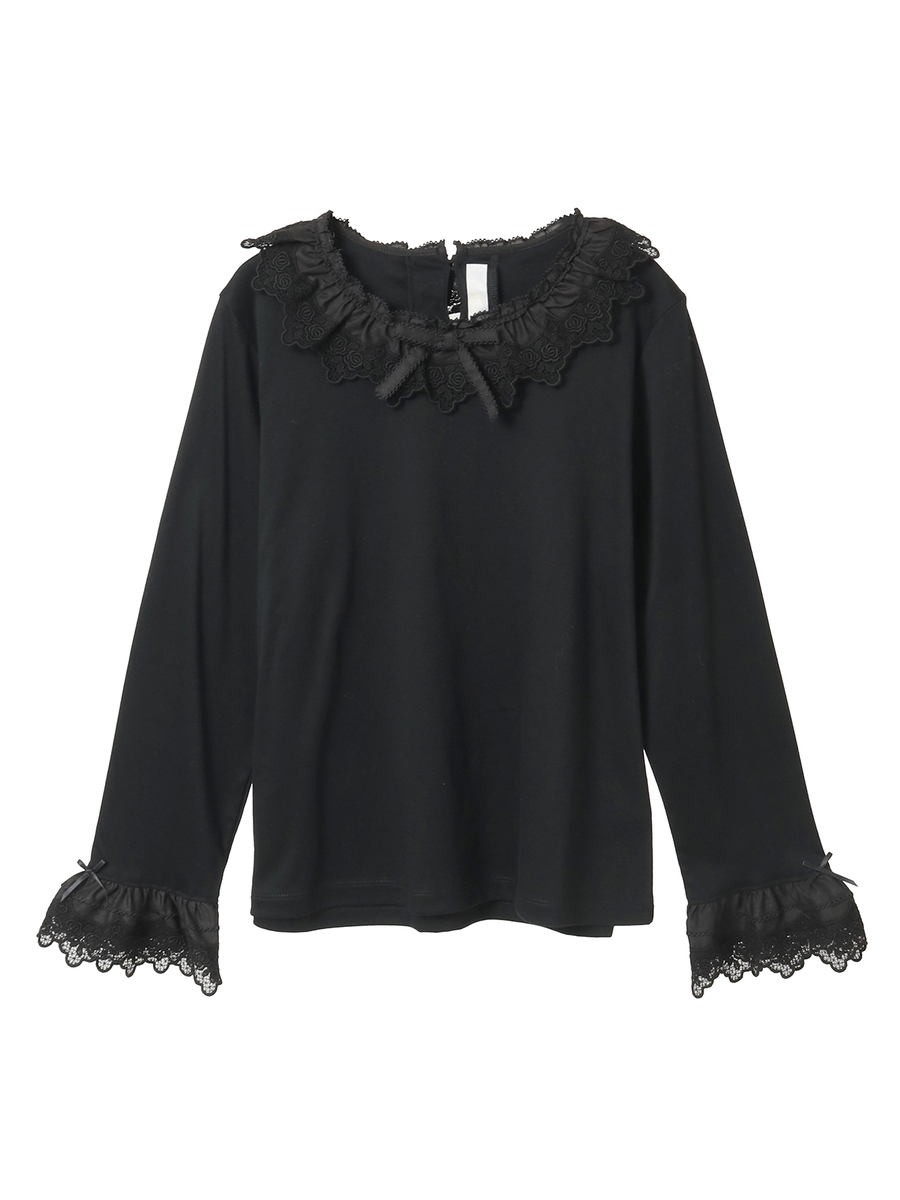 ケミカルレース使いカットソー 詳細画像 クロ 1