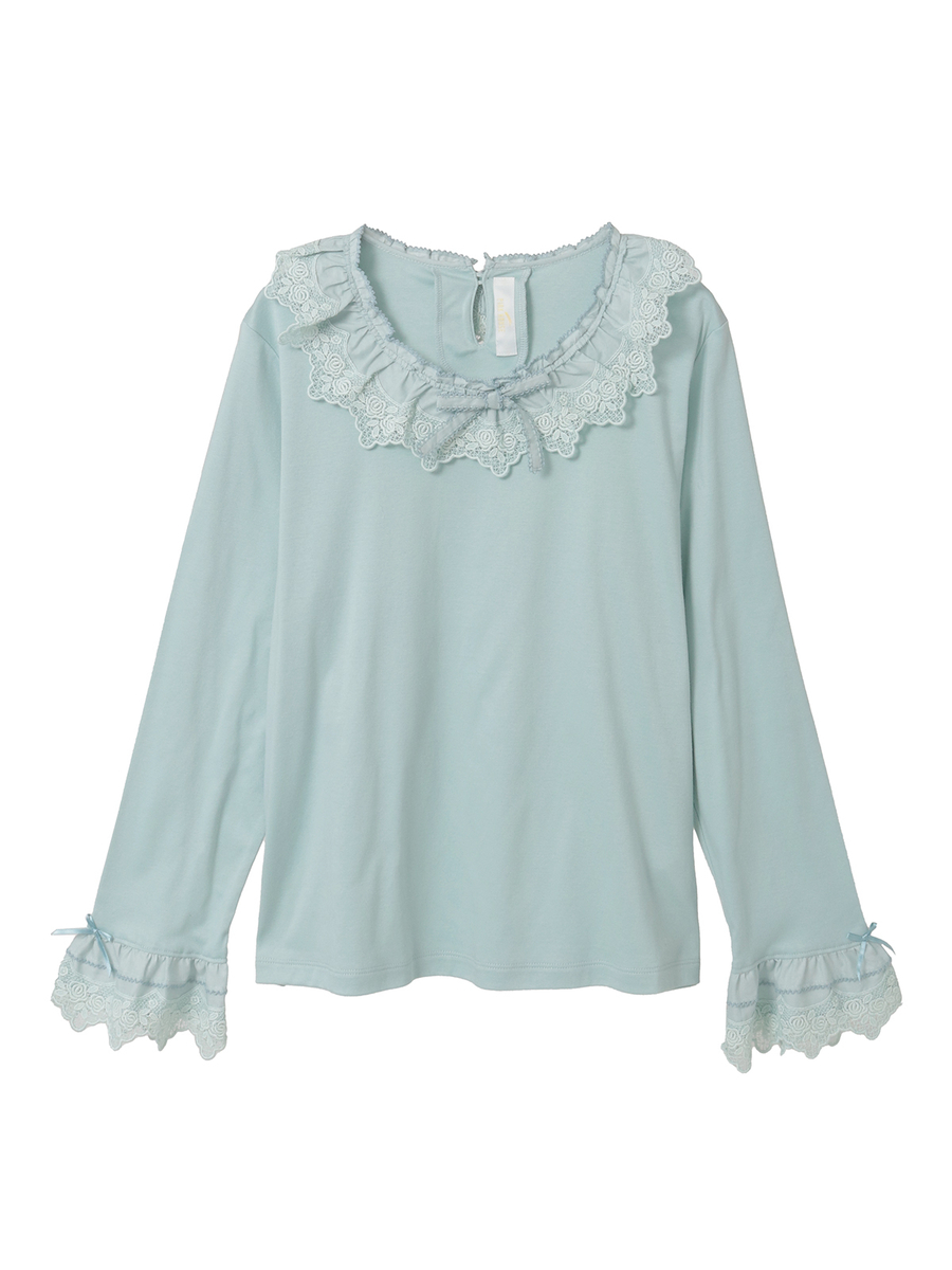 ケミカルレース使いカットソー 詳細画像 ブルーグレー 1