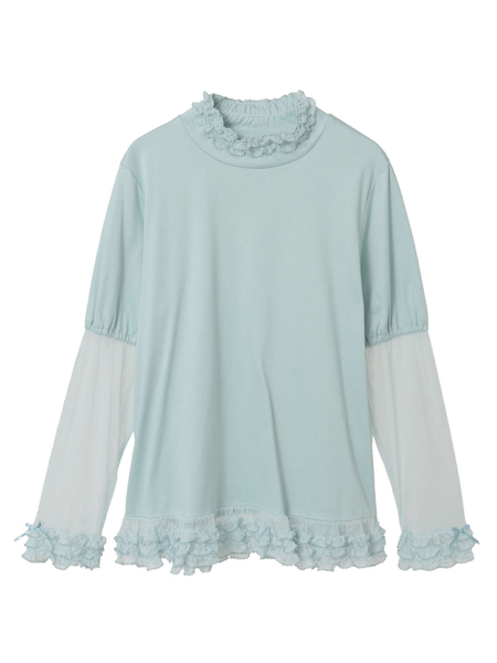 ドットチュール使いハイネックカットソー