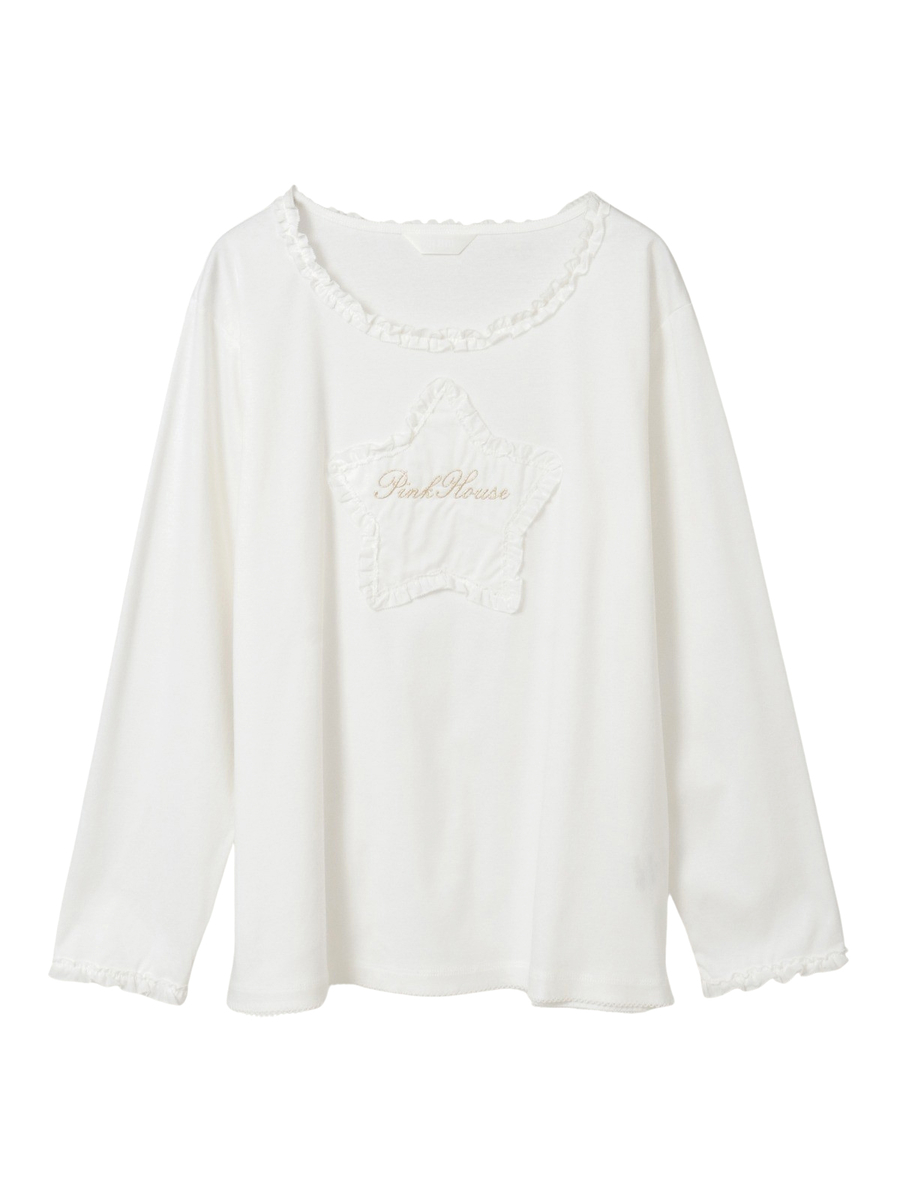 星アップリケ付きカットソー 詳細画像 シロ 1