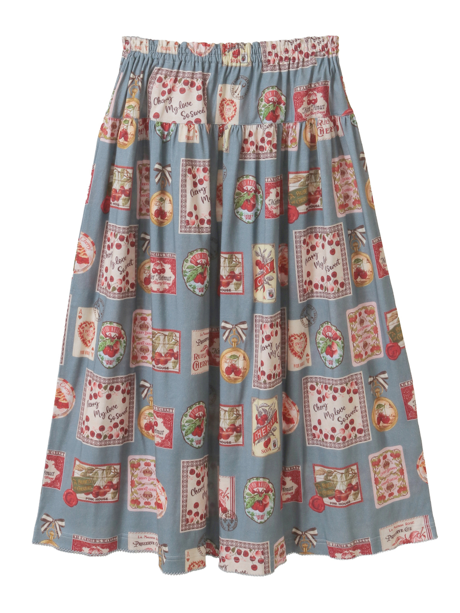 チェリー総柄プリントスカート 詳細画像 ブルーグレー 1