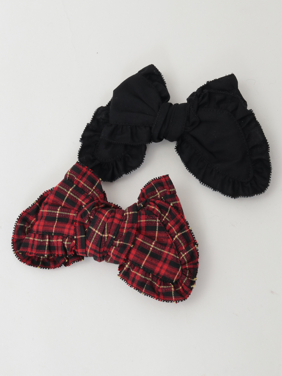 チェック＆無地リボンブローチ付きロゴプリントトレーナー 詳細画像 アカ 11