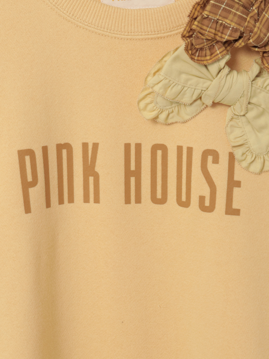 チェック＆無地リボンブローチ付きロゴプリントトレーナー 詳細画像 アカ 14