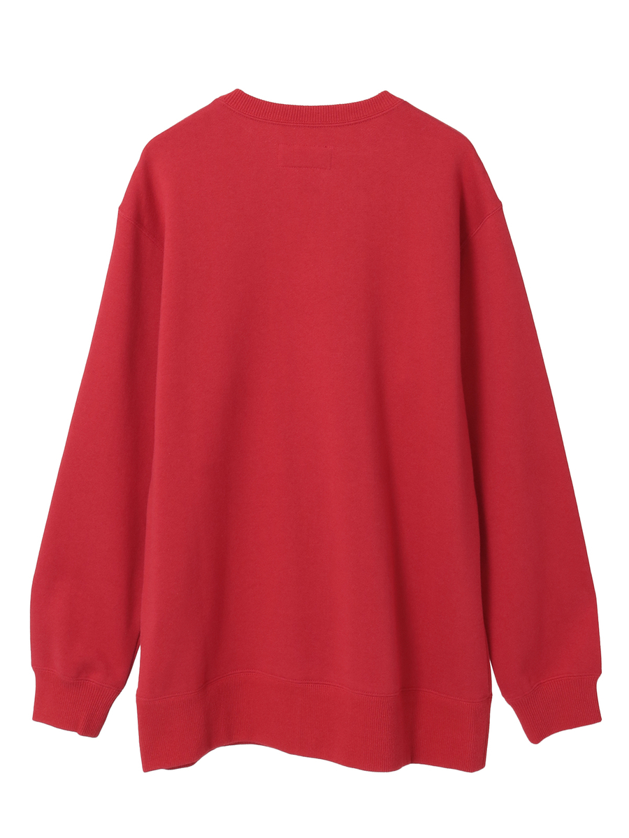 チェック＆無地リボンブローチ付きロゴプリントトレーナー 詳細画像 アカ 2