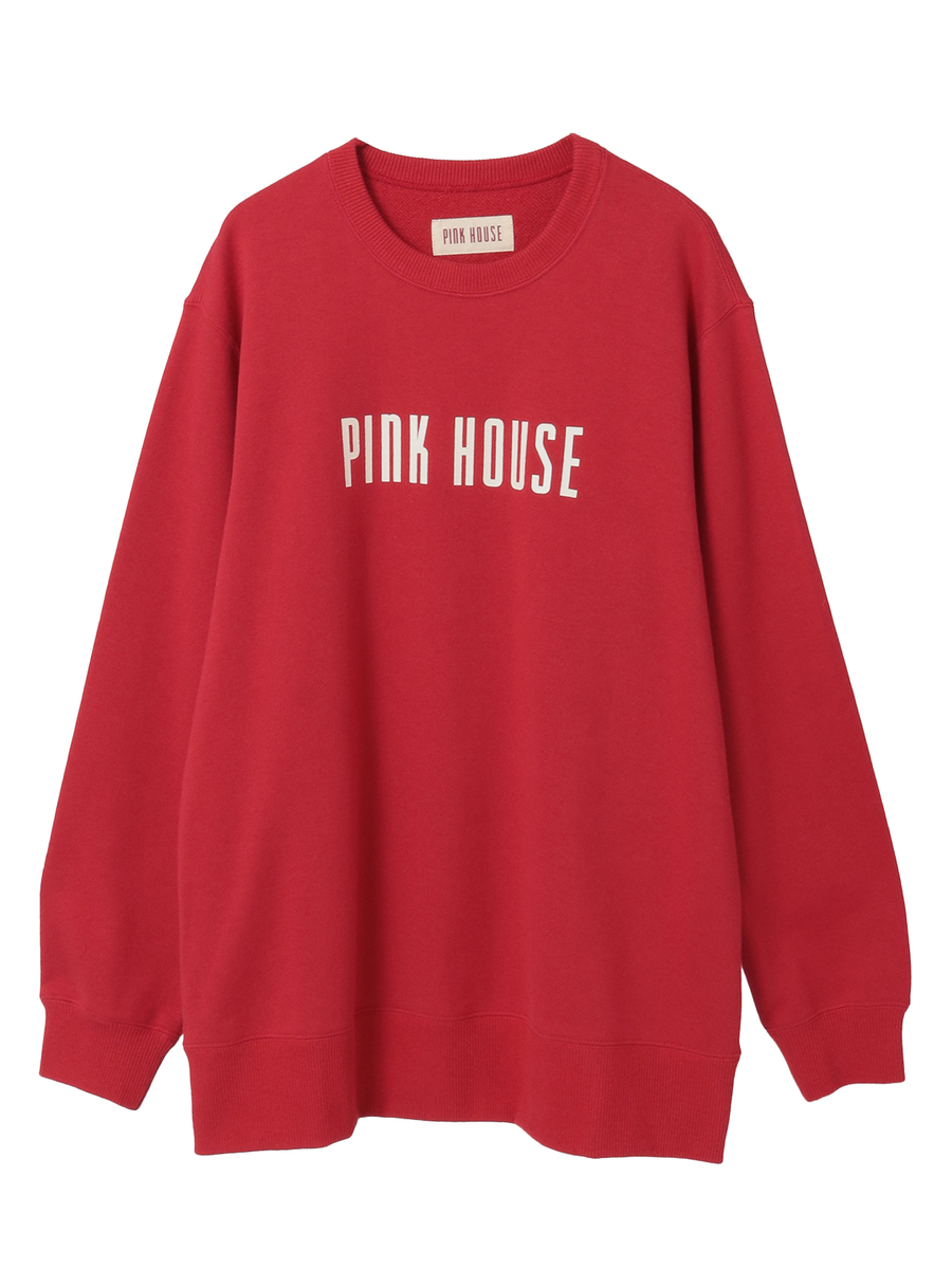 チェック＆無地リボンブローチ付きロゴプリントトレーナー 詳細画像 アカ 7