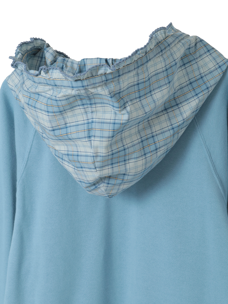 バラ園うさぎプリントフード付きトレーナー 詳細画像 ブルー 4