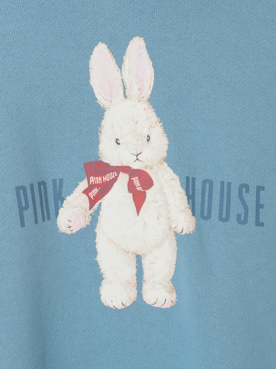 バラ園うさぎプリントフード付きトレーナー 詳細画像 ブルー 7