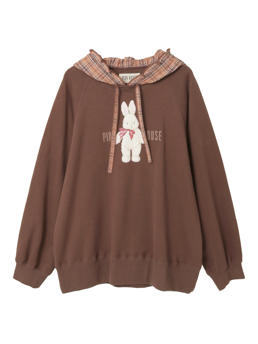 バラ園うさぎプリントフード付きトレーナー 詳細画像 チョコレート 1