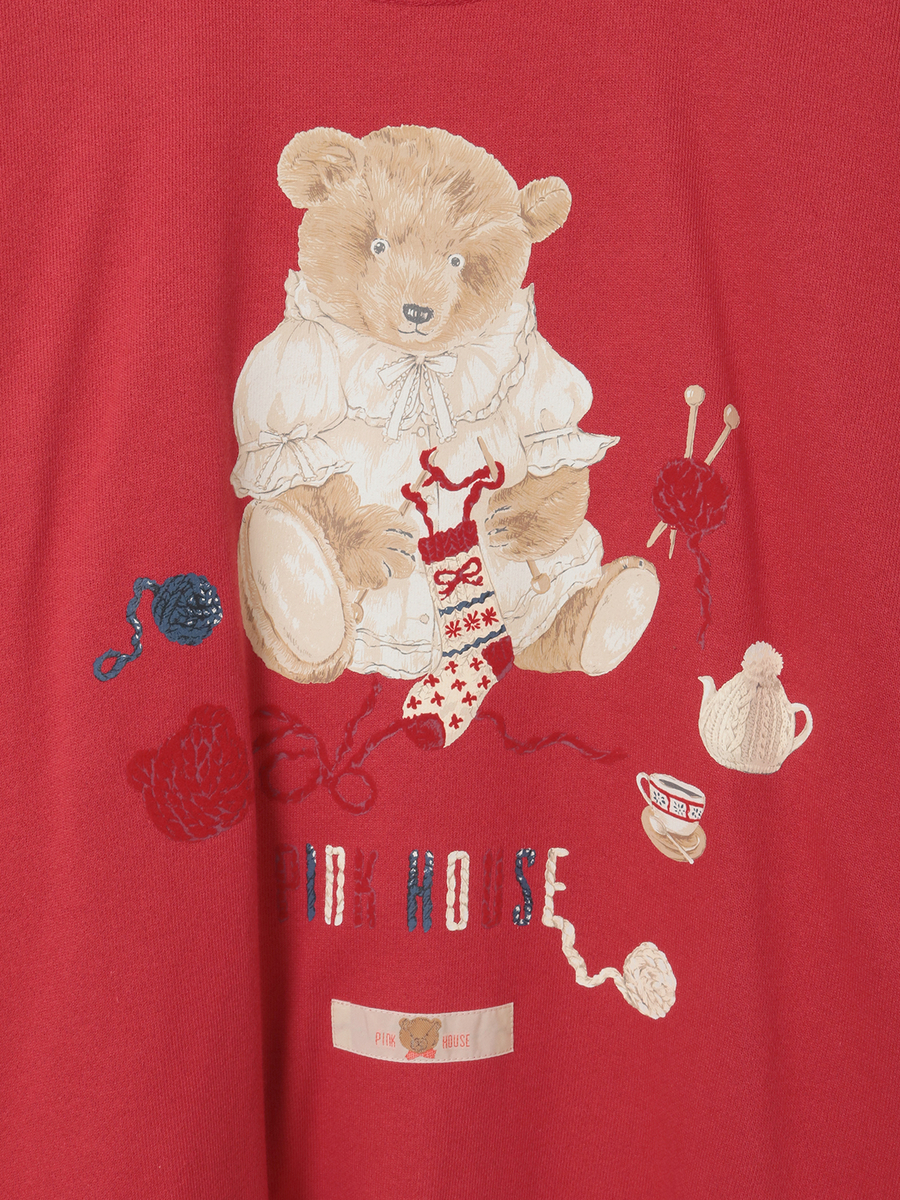 三つ子のくまの冬支度プリントトレーナー 詳細画像 アカ 6