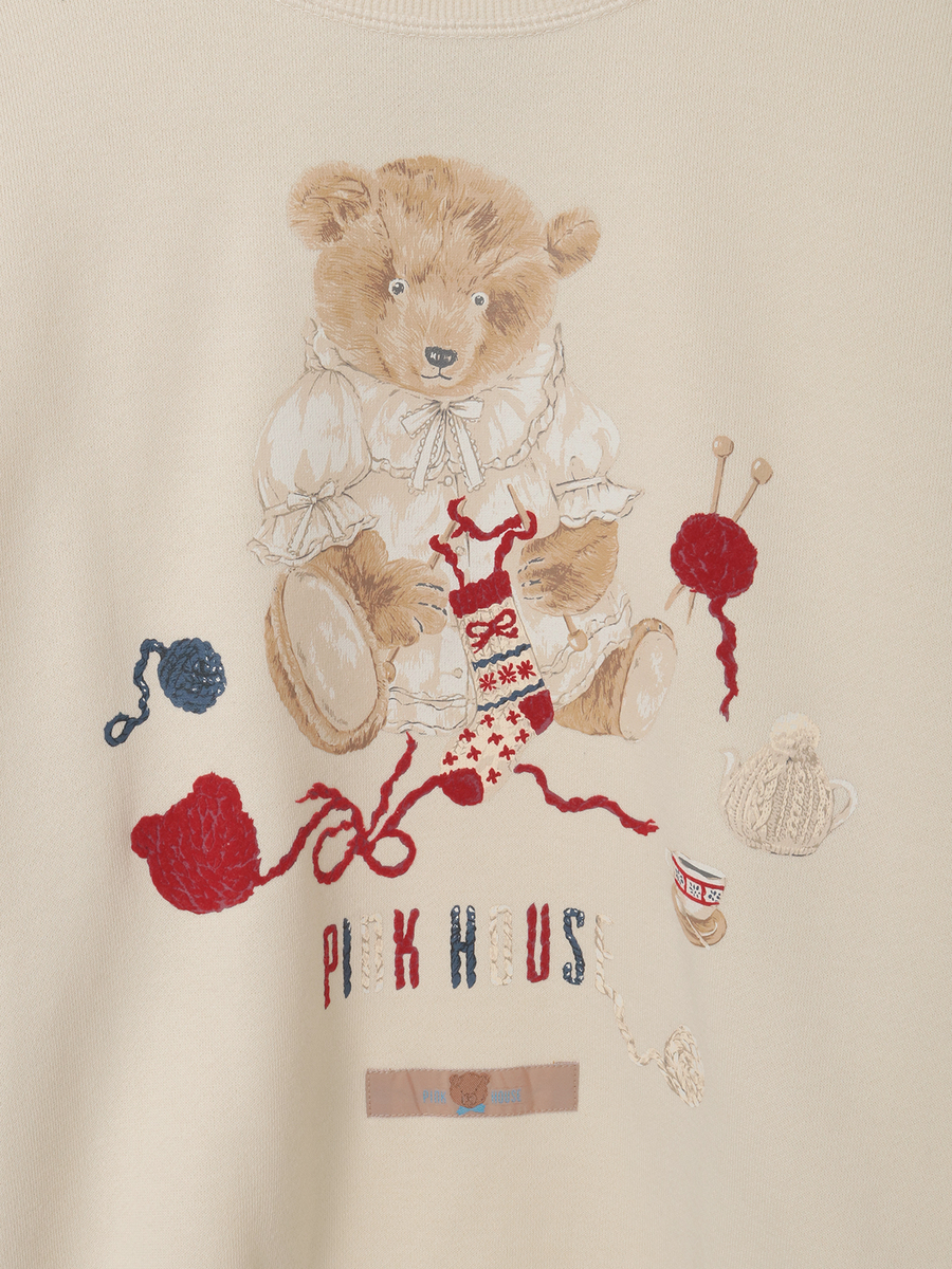 三つ子のくまの冬支度プリントトレーナー 詳細画像 アカ 8