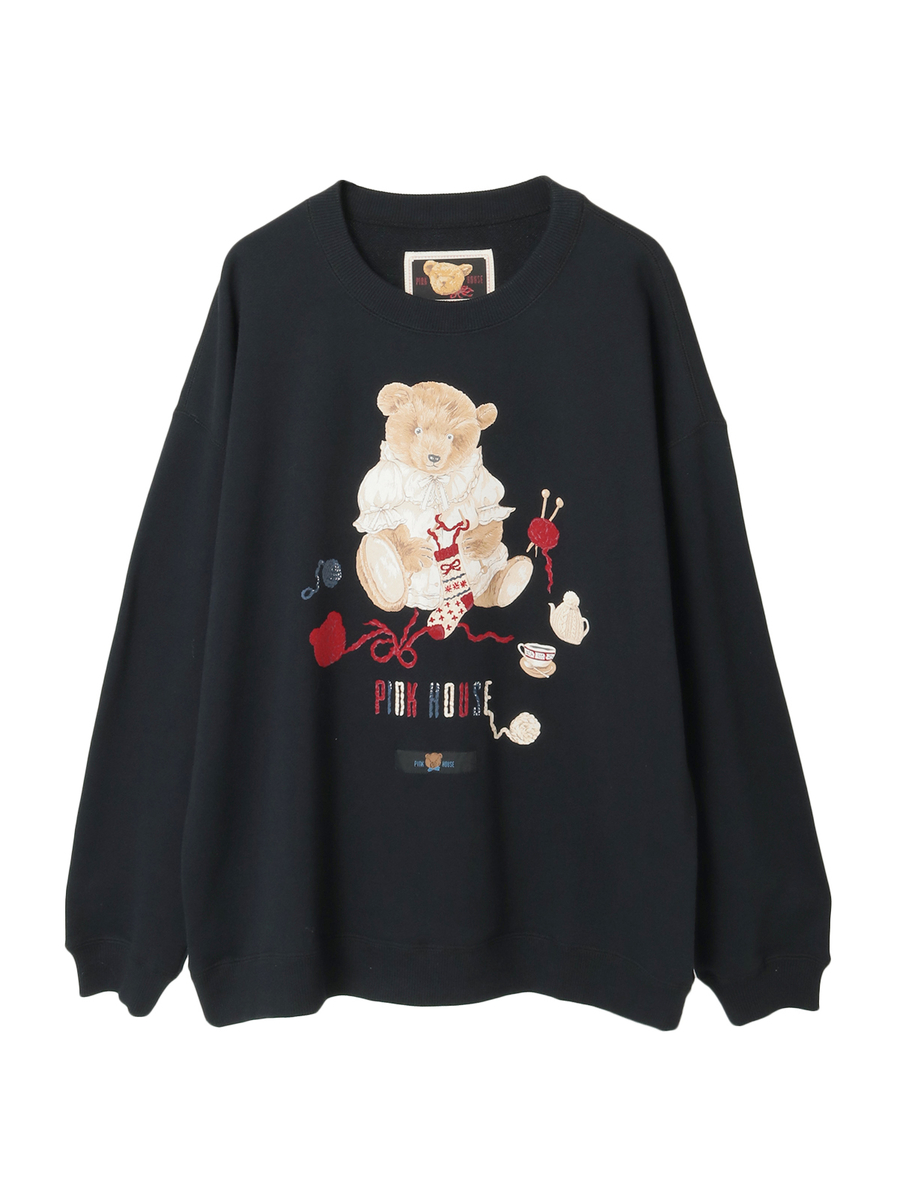 三つ子のくまの冬支度プリントトレーナー 詳細画像 クロ 1