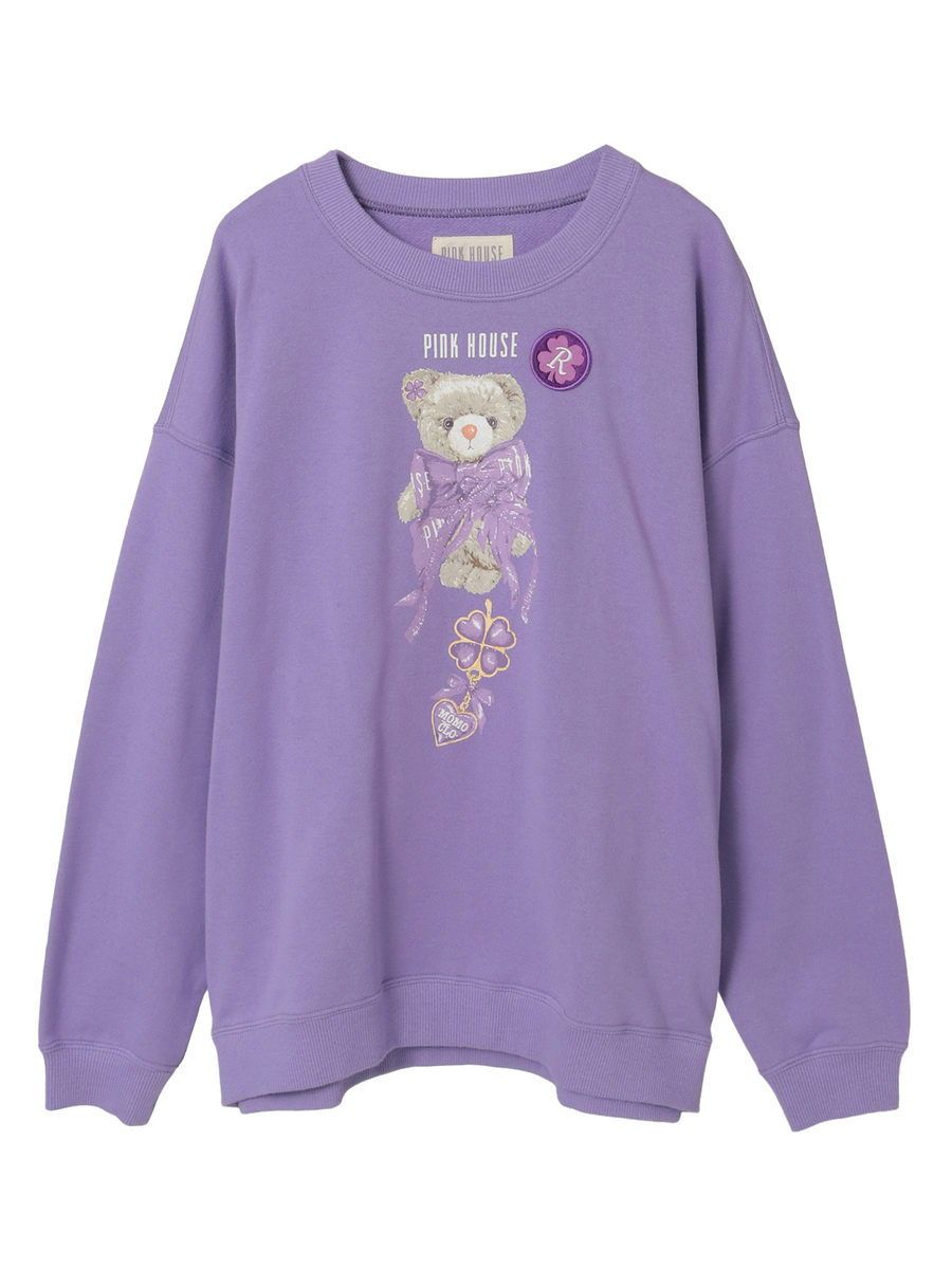 PINK HOUSE&times;Momoclo テディ＆ネコプリントトレーナー 詳細画像 パープル・クマ 1