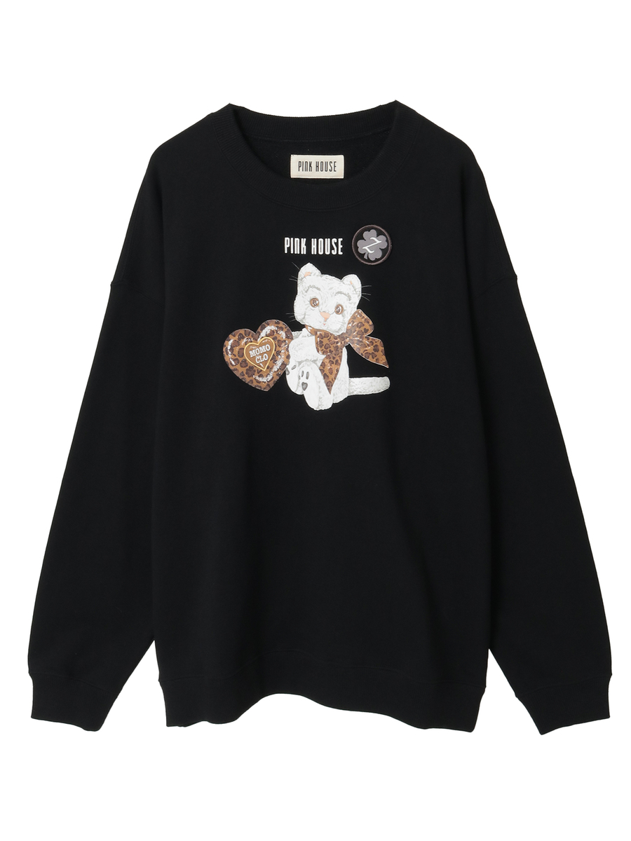 PINK HOUSE&times;Momoclo テディ＆ネコプリントトレーナー 詳細画像 クロ・ネコ 1