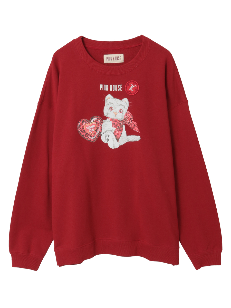 PINK HOUSE&times;Momoclo テディ＆ネコプリントトレーナー 詳細画像 アカ・ネコ 1