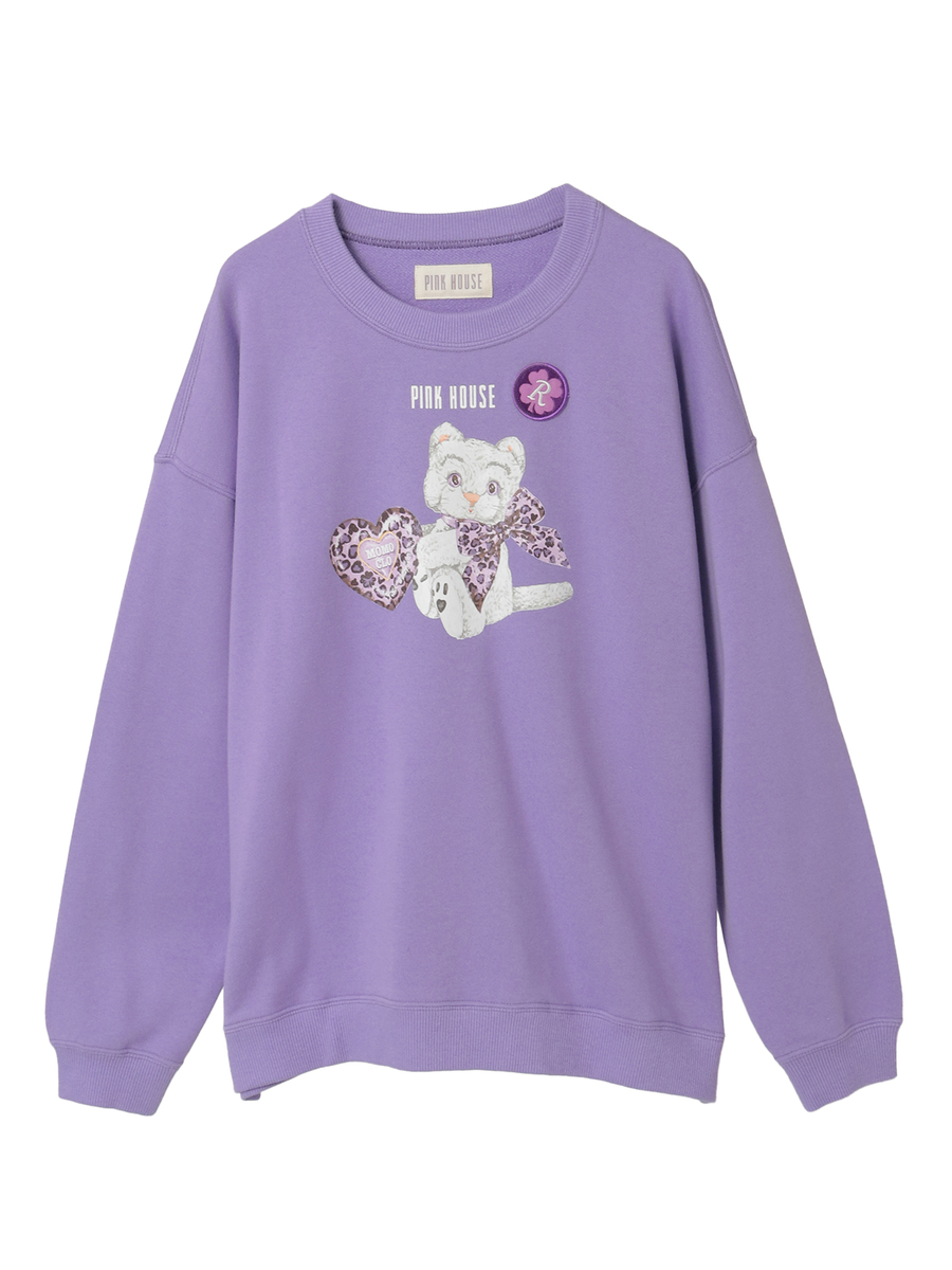 PINK HOUSE&times;Momoclo テディ＆ネコプリントトレーナー 詳細画像 パープル・ネコ 1