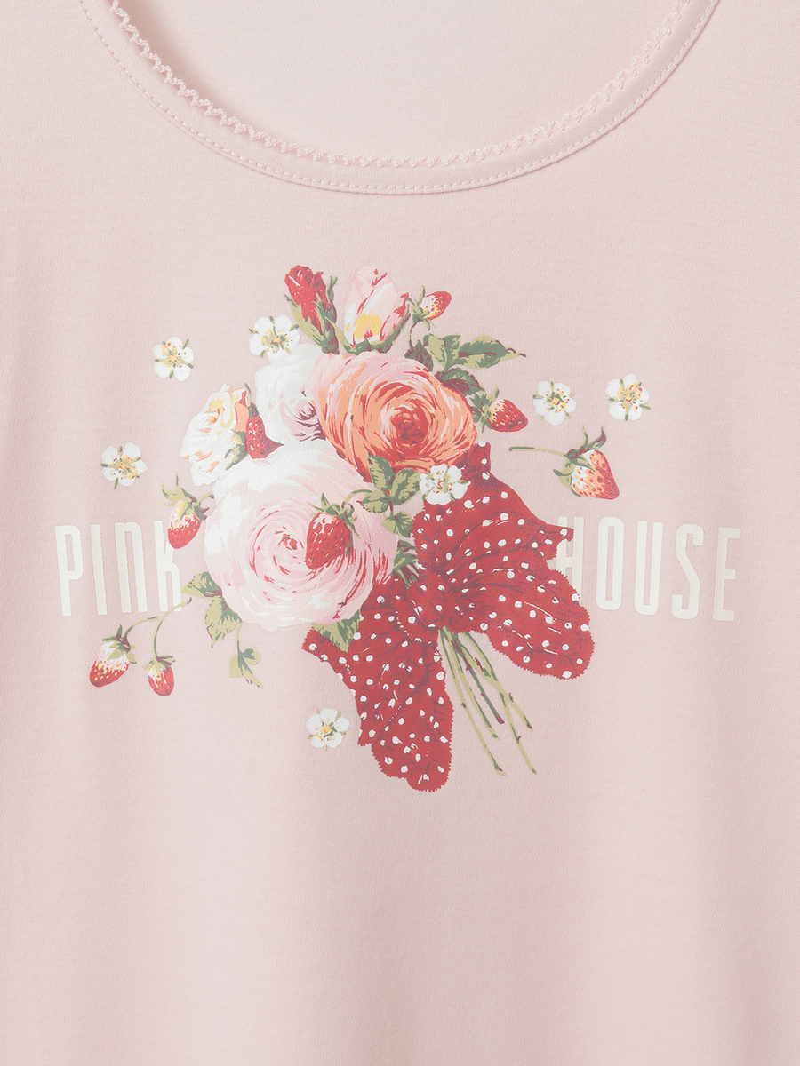 リボンブーケプリントカットソー 詳細画像 アカ 10