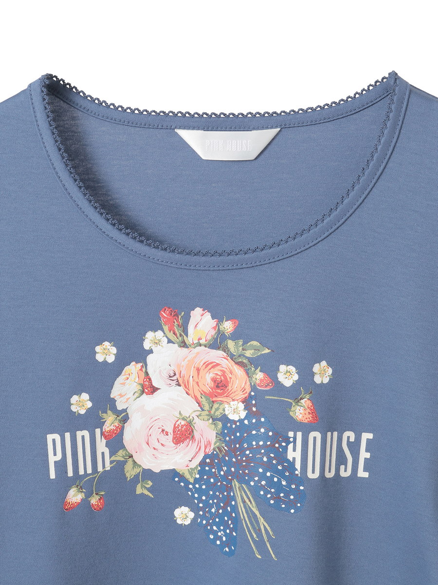 リボンブーケプリントカットソー 詳細画像 アカ 3