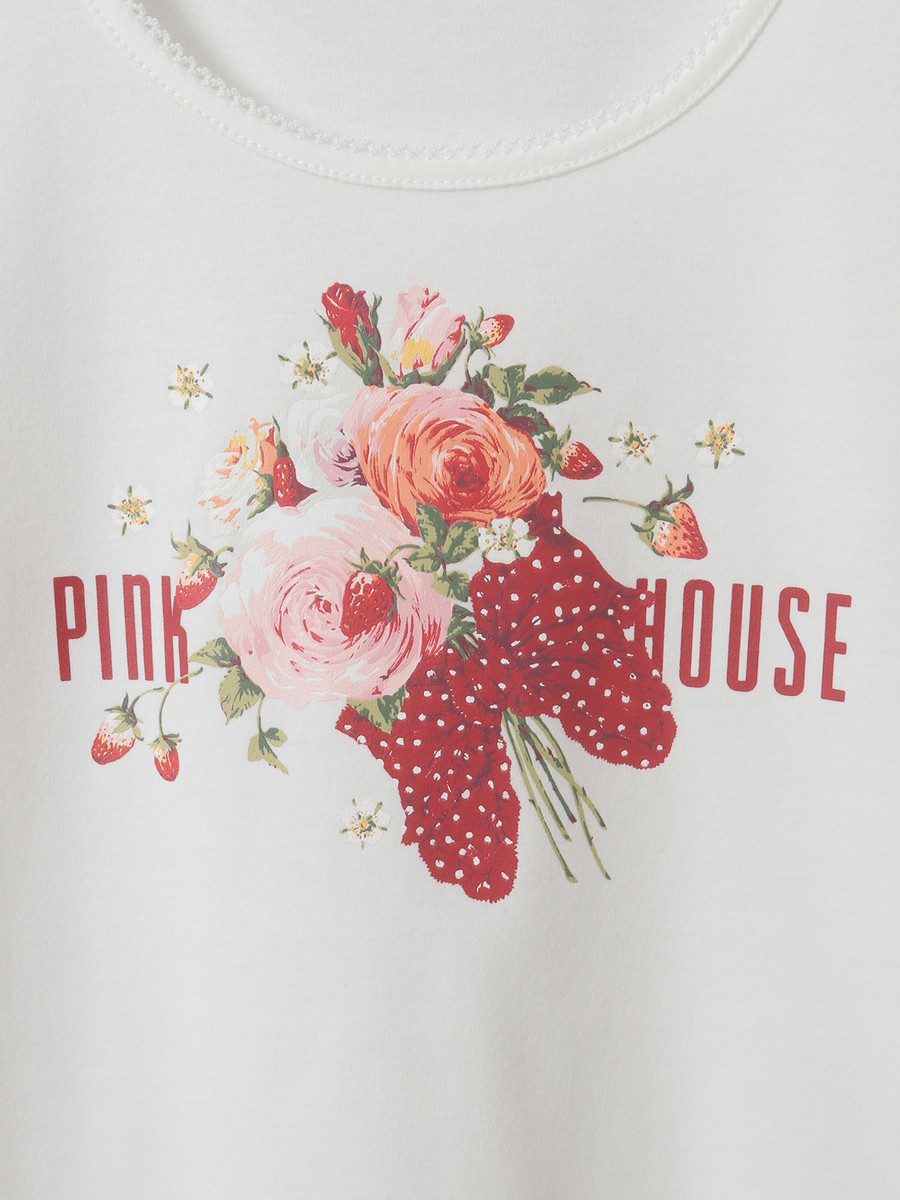 リボンブーケプリントカットソー 詳細画像 アカ 8